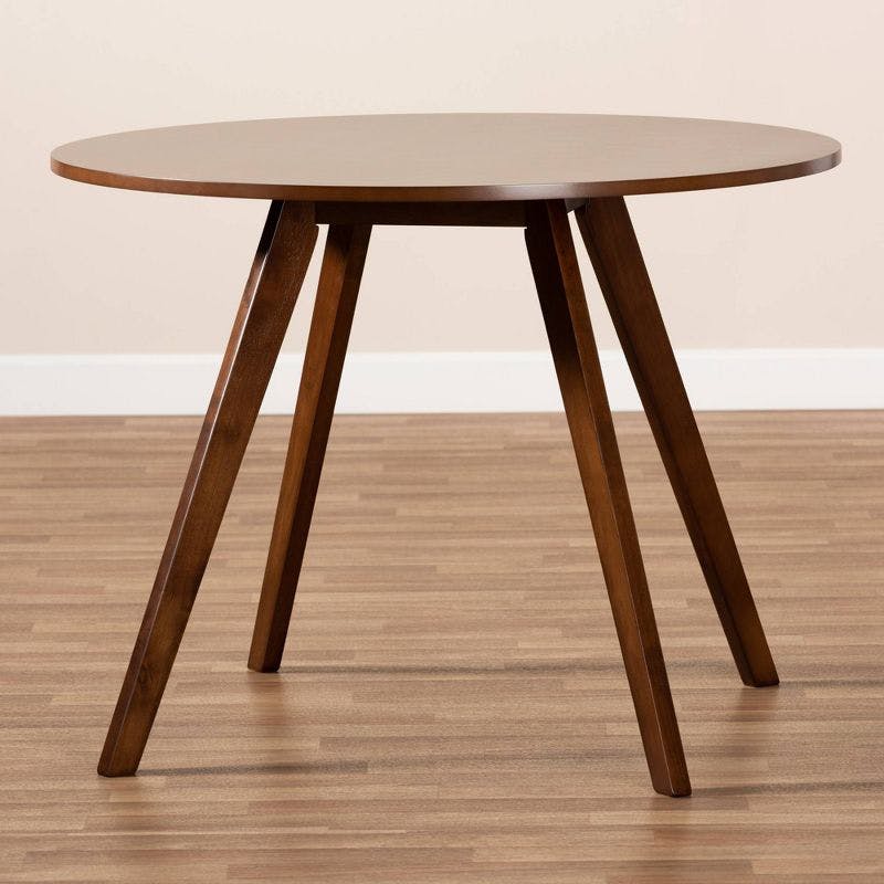 Alana Compact Round Walnut Wood Mid-Century Modern Dining Table
