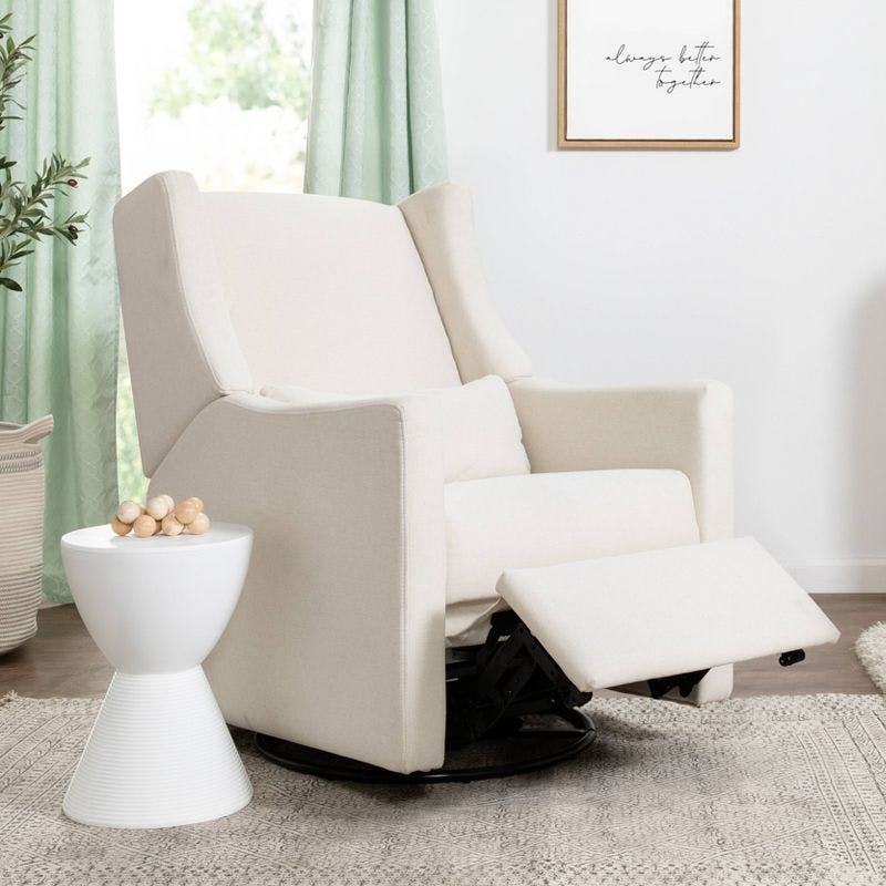Eco-Weave Cream Performance Swivel Recliner Armchair with USB