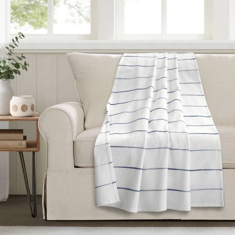 Navy and Multi-Color Ombre Stripe Cotton Throw 50"x60"