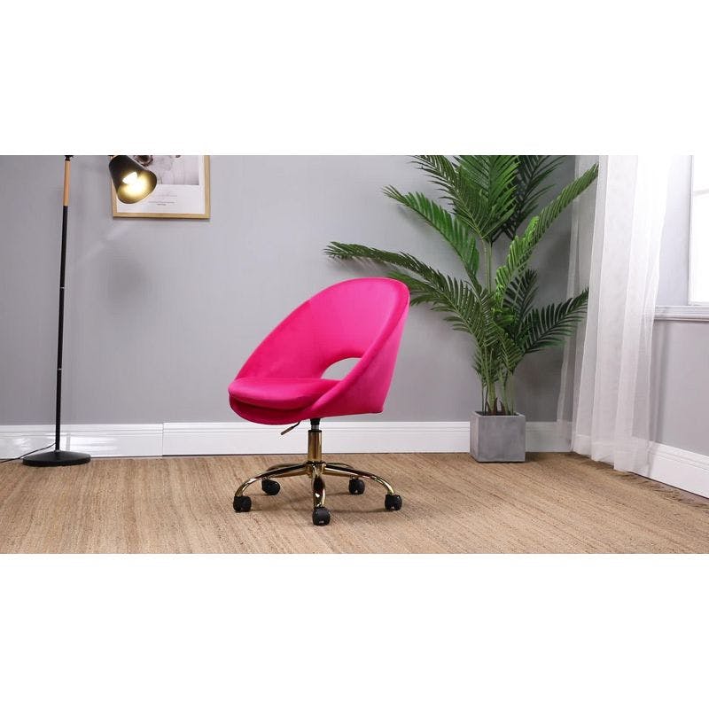 Hector Velvet Adjustable Tan Ergonomic Task Chair with Open Back