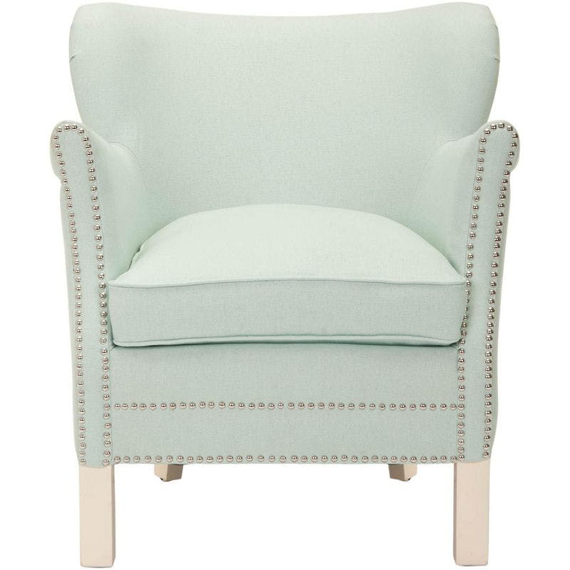Robins Egg Blue Transitional Arm Chair with Silver Nail Heads