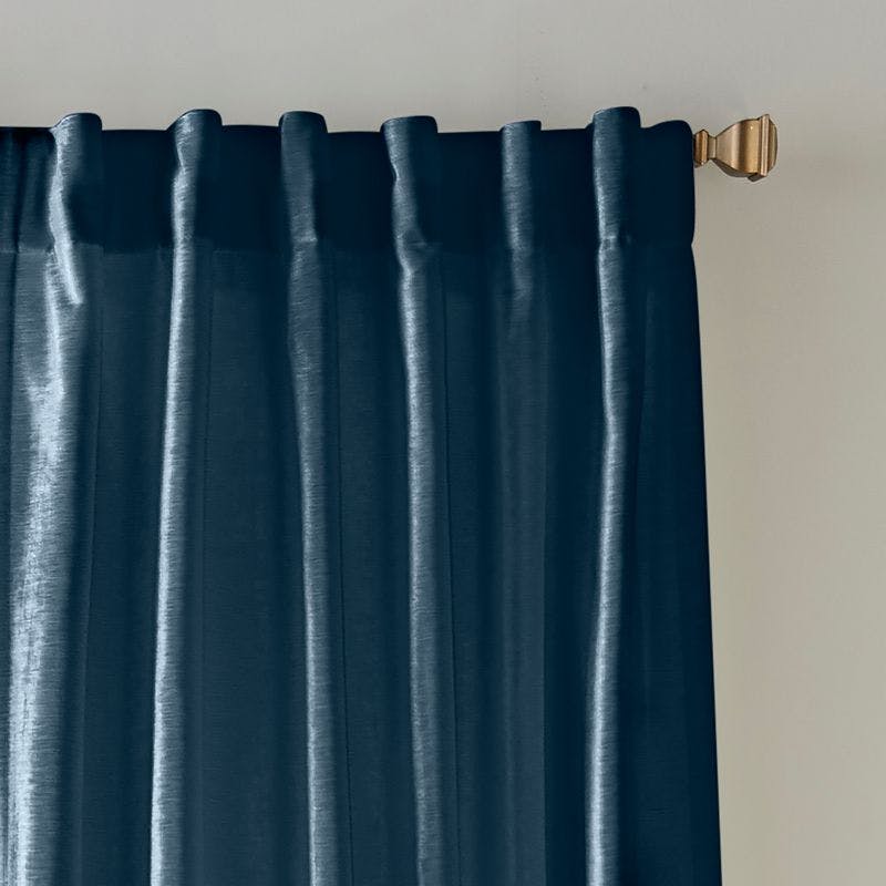 Distressed Denim Velvet 84" Room-Darkening Curtain Panel