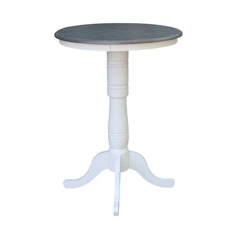 Heather Gray & White Round Extendable Bar Height Table