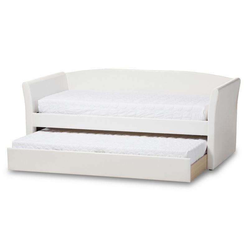 Twin Camino Contemporary White Faux Leather Daybed with Trundle