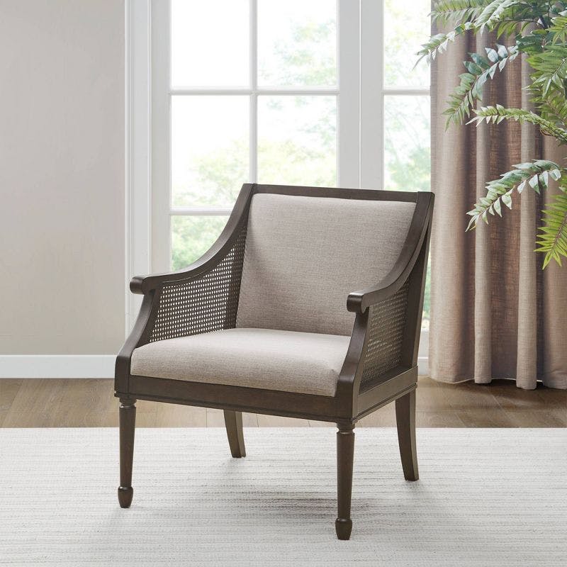 Lily Pond Dark Coffee Wood & Cane Accent Armchair