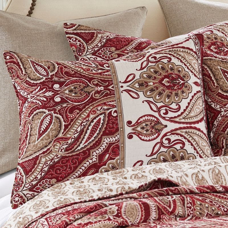 Classic Red and Taupe King Size Reversible Microfiber Quilt