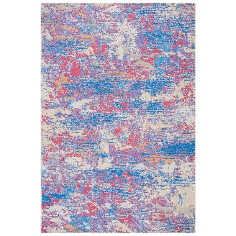 Coastal Breeze Easy-Care Blue Synthetic Reversible Area Rug