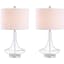 Cecile 25.5" Clear Glass Teardrop LED Table Lamp Set with Linen Shade