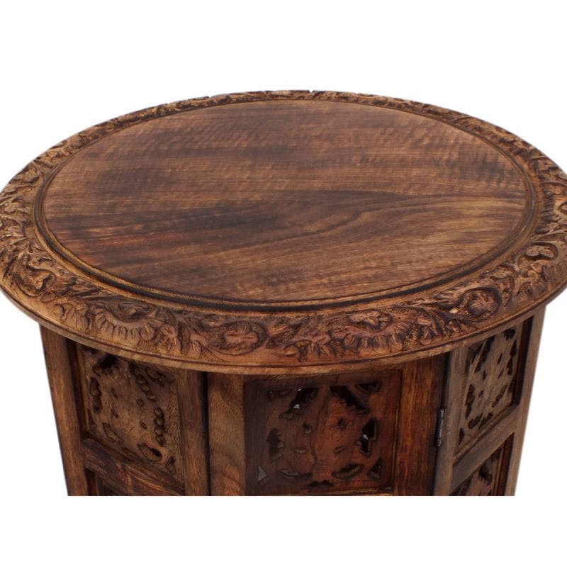 Elegant Dark Chocolate Mango Wood 18" Folding Accent Coffee Table