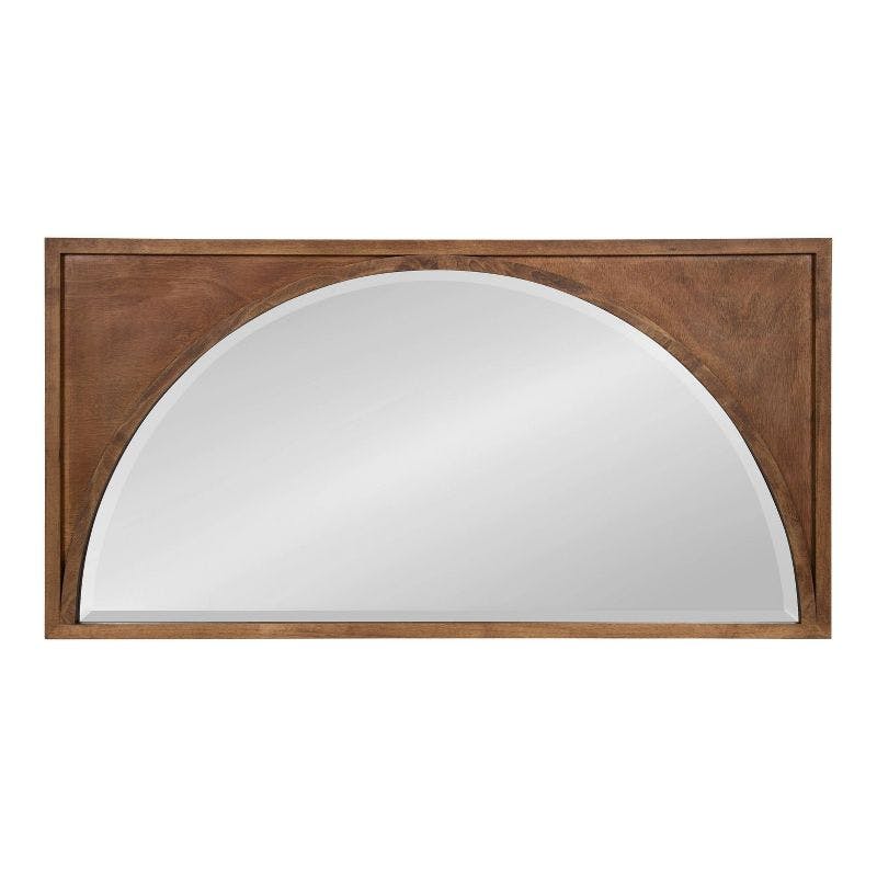 Abie 21.5"x42" Brown Solid Wood Arch Wall Mirror