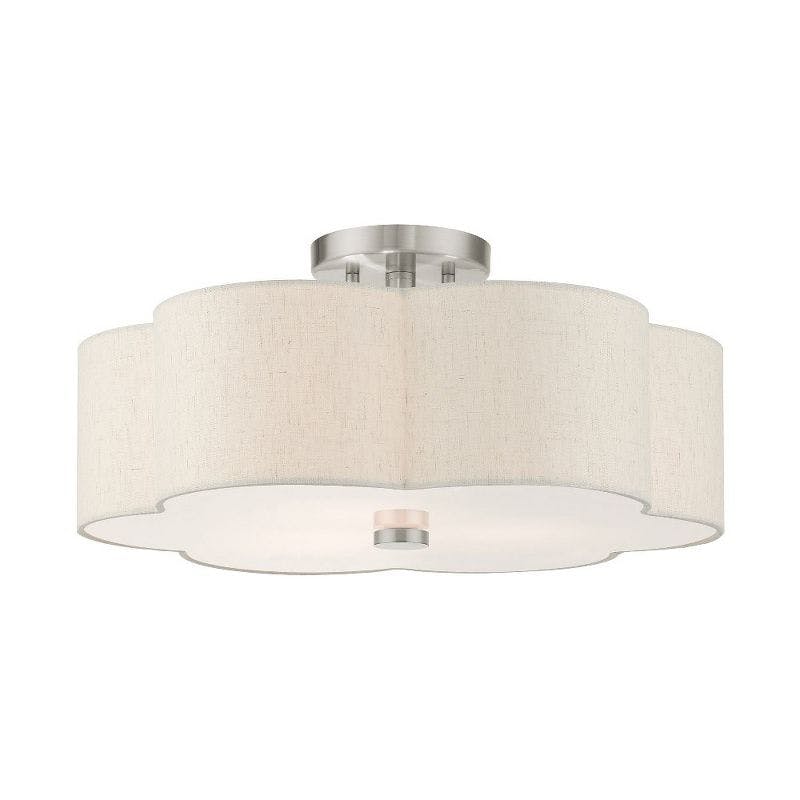 Solstice French Country Chic 3-Light Brushed Nickel Semi-Flush Mount