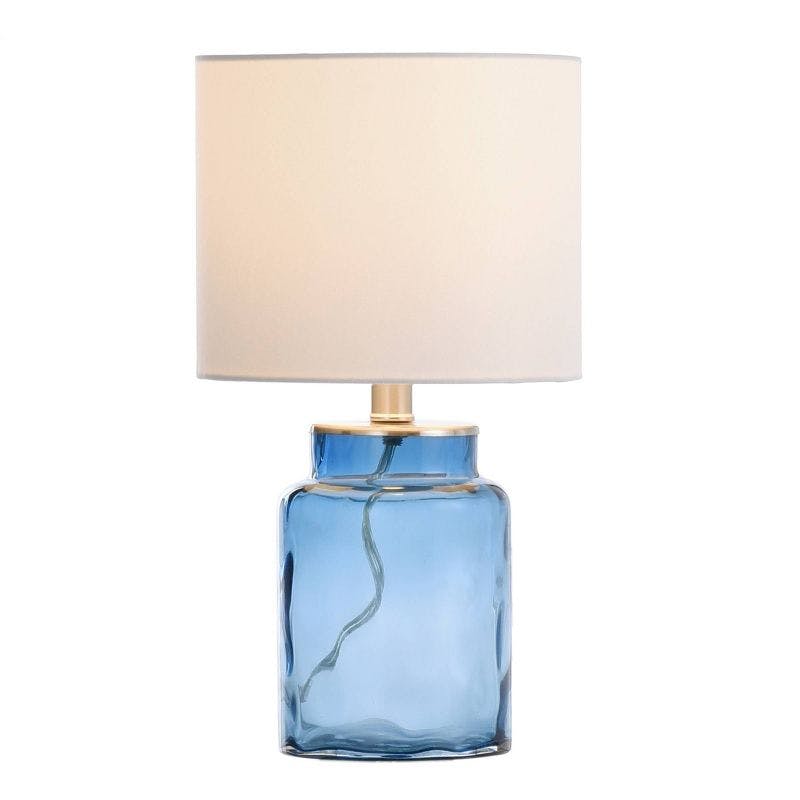Ashburn 15'' Blue Glass Transitional Table Lamp with White Shade