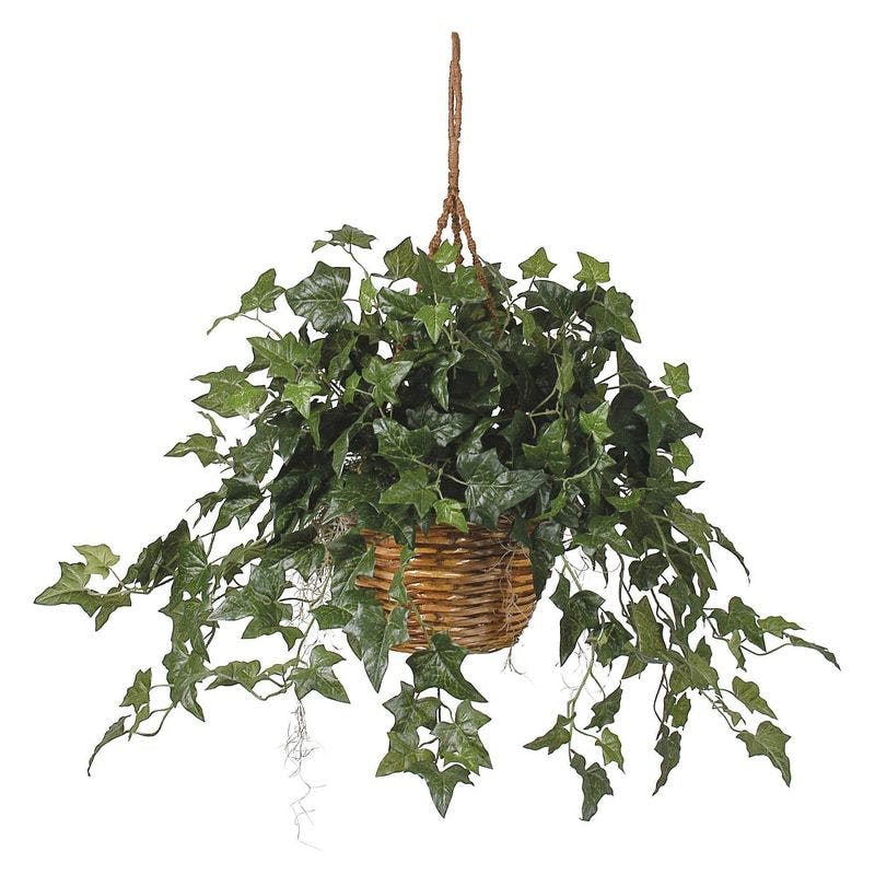 Emerald Ivy 29" Silk and Plastic Outdoor Hanging Basket