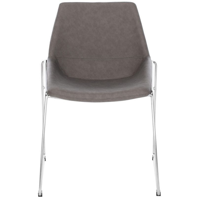 Ash Grey Faux Leather Upholstered Side Chair with Metal Legs