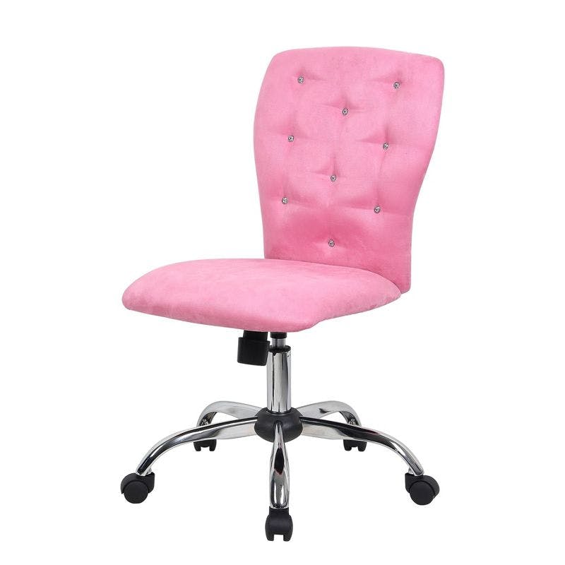 Ella Modern Pink Microfiber Swivel Task Chair with Chrome Base