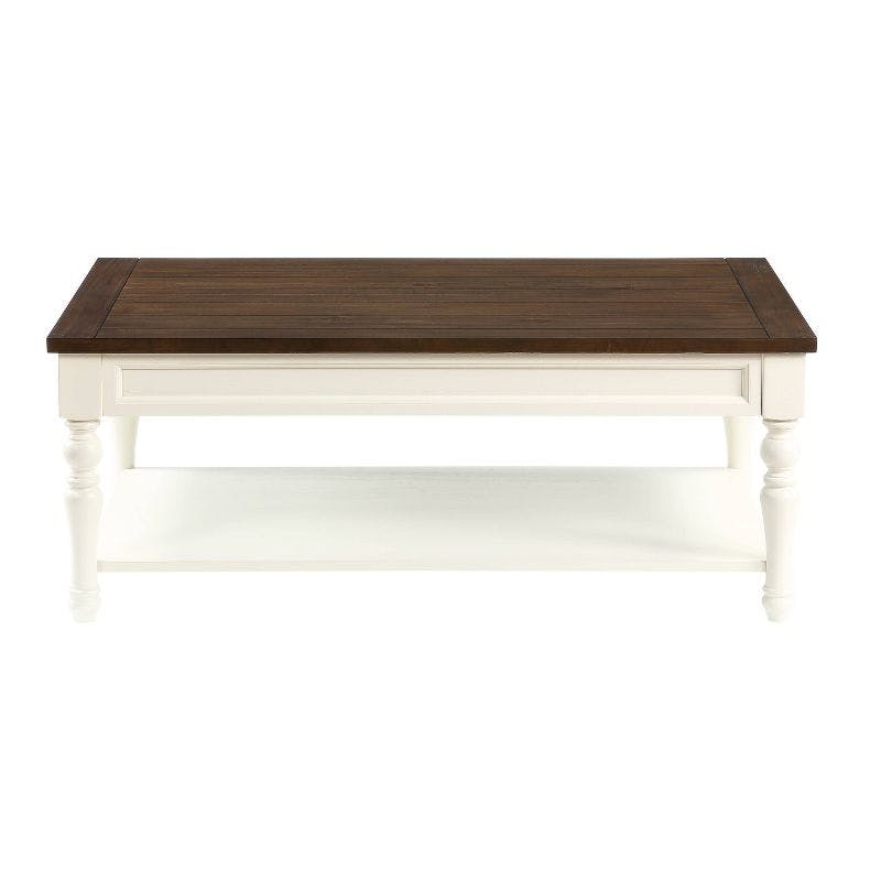 Joanna Two-Tone Ivory and Mocha Rectangular Coffee Table with Storage
