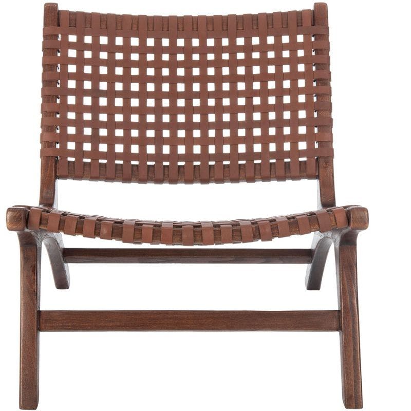 Denman Leather Woven Accent Chair