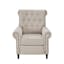 Elegant Cream Transitional Push Back Recliner with Tufted Back