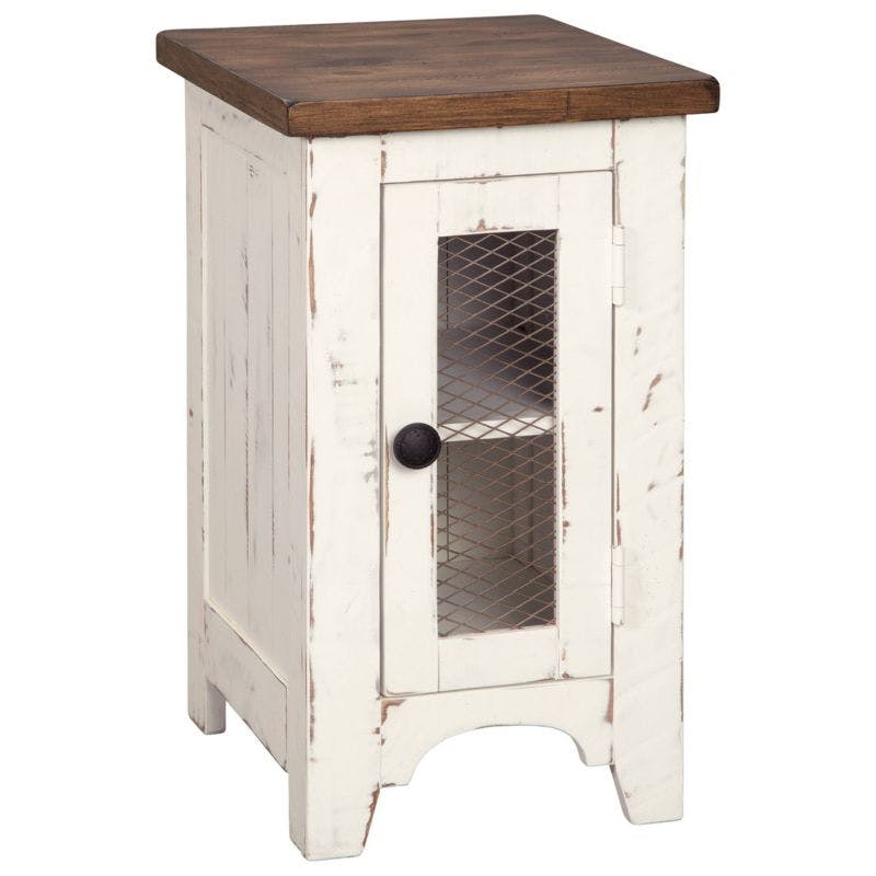 Modern Farmhouse Two-Tone Chairside Table with Storage