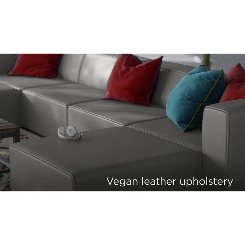 Expansive Gray Vegan Leather 37" Corner Chair with Elegant Piping