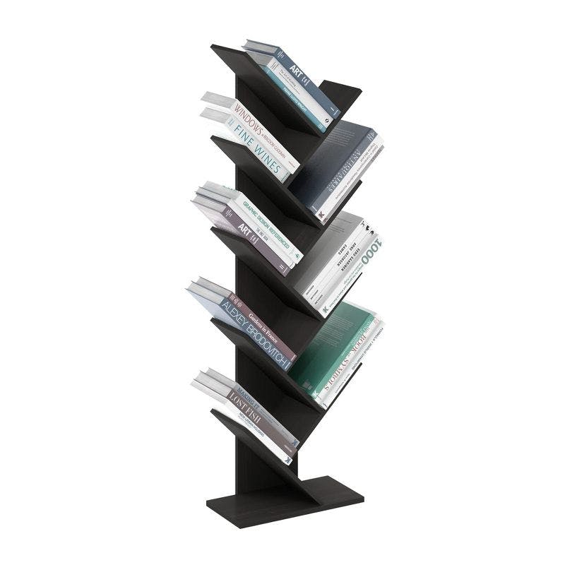 Espresso 9-Tier Lightweight Tree Bookshelf for Versatile Use