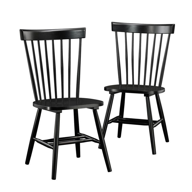 Spindle Back Black Wood Dining Chair - Set of 2