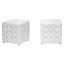Chic White Faux Leather Tufted Cube Ottoman Pair