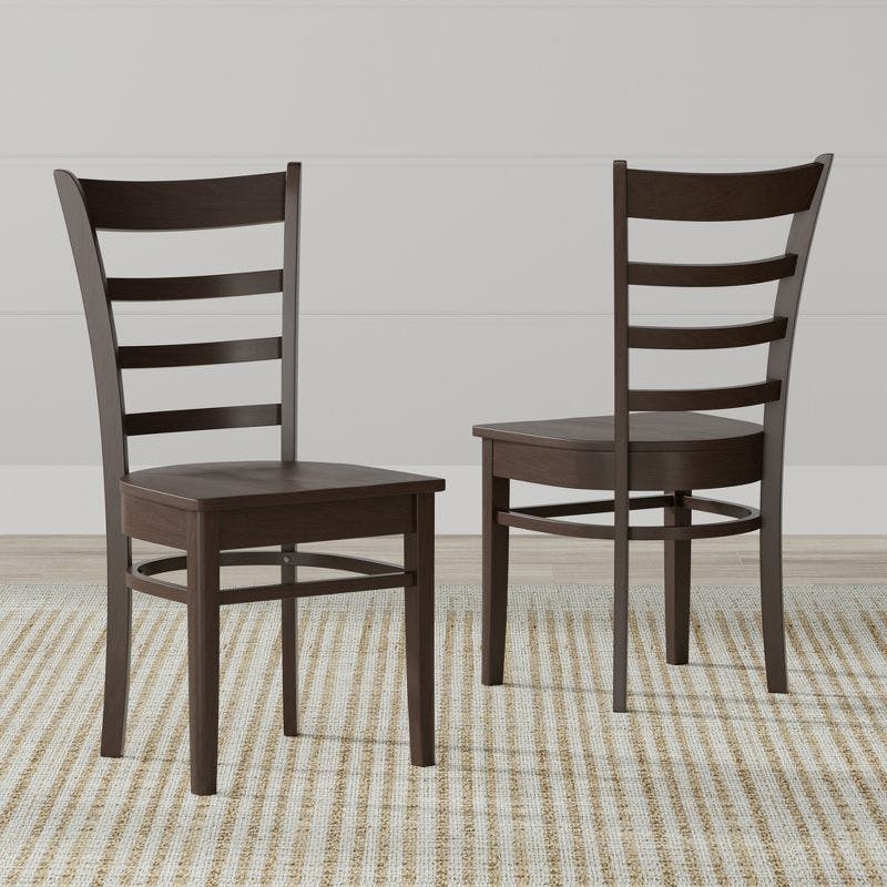 Ergonomic Dark Walnut Solid Wood Slat Back Dining Chairs (Set of 2)