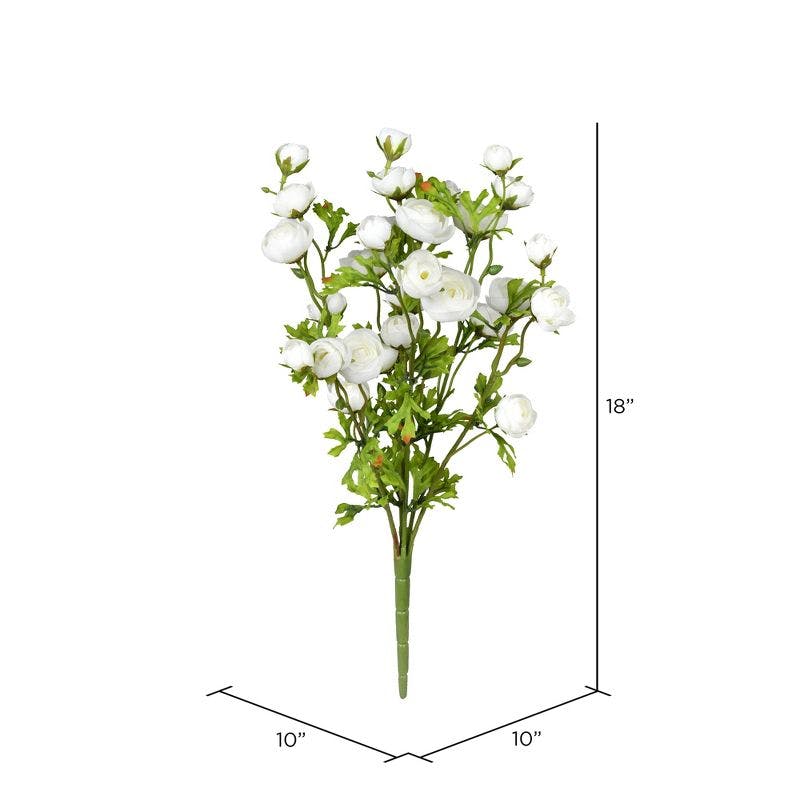 Lush Green 19" Faux Ranunculus Bush Arrangement