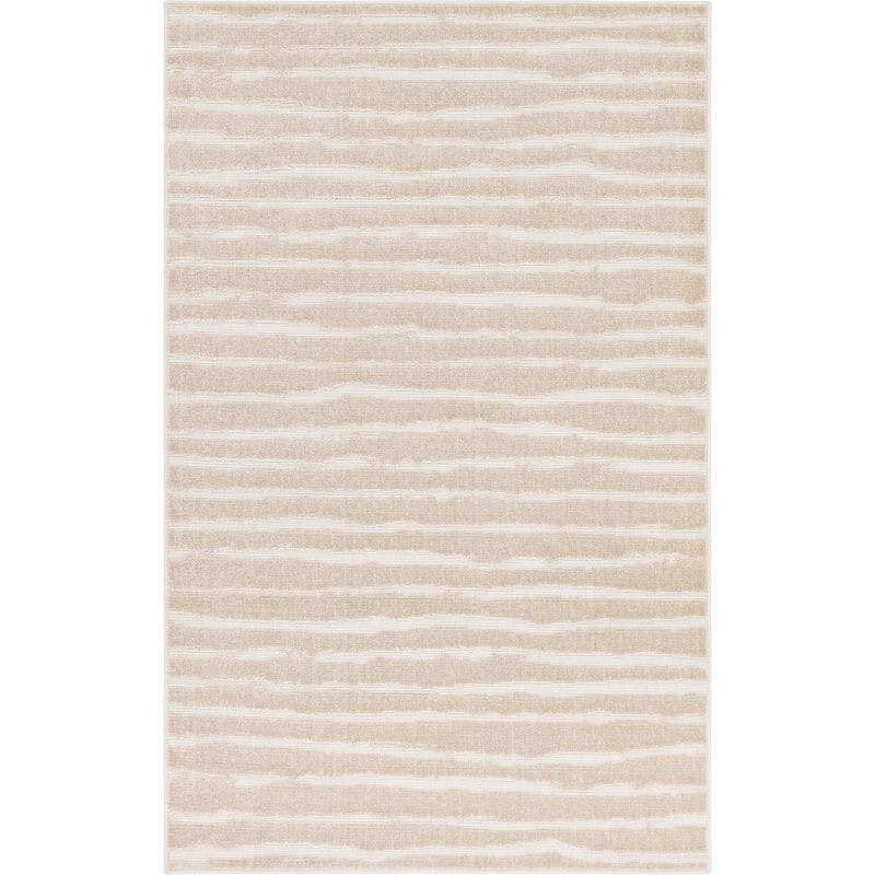 Beige Synthetic Easy-Care Reversible Outdoor Rug