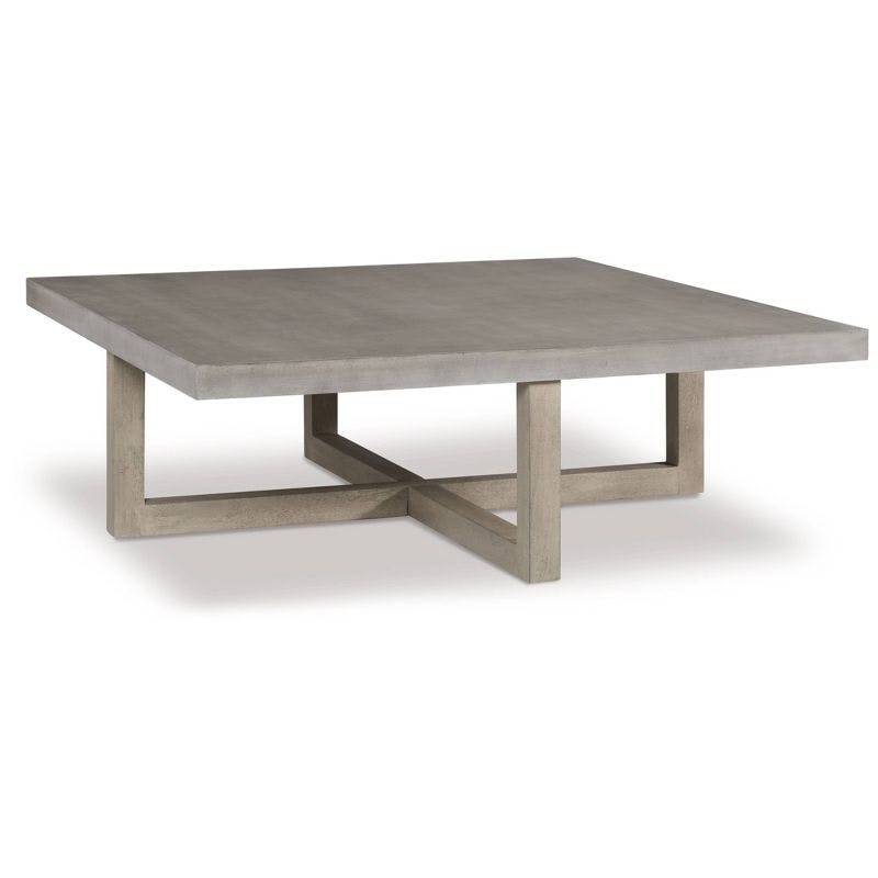 Lockthorne Contemporary Gray Marble & Wood 52'' Square Lift-top Coffee Table