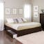 Elegant King-Sized Wood Frame Platform Bed with Upholstered Drawers