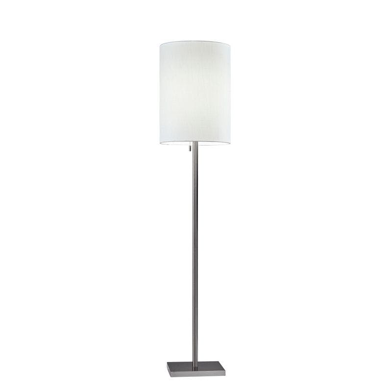 Elegance Squared Brushed Steel & Textured White Fabric Floor Lamp