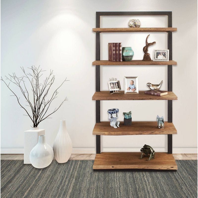 Sequoia Light Brown Solid Acacia 5-Shelf Floating Bookcase