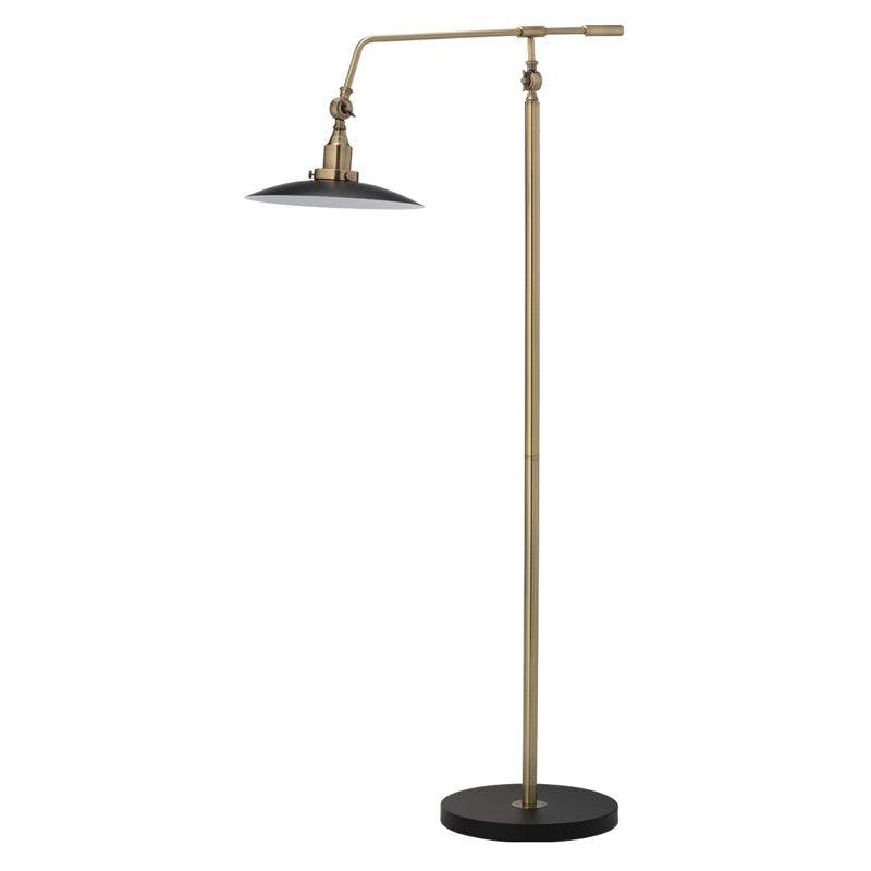 Mid-Century Modern Adjustable Floor Lamp in Black and Antique Brass