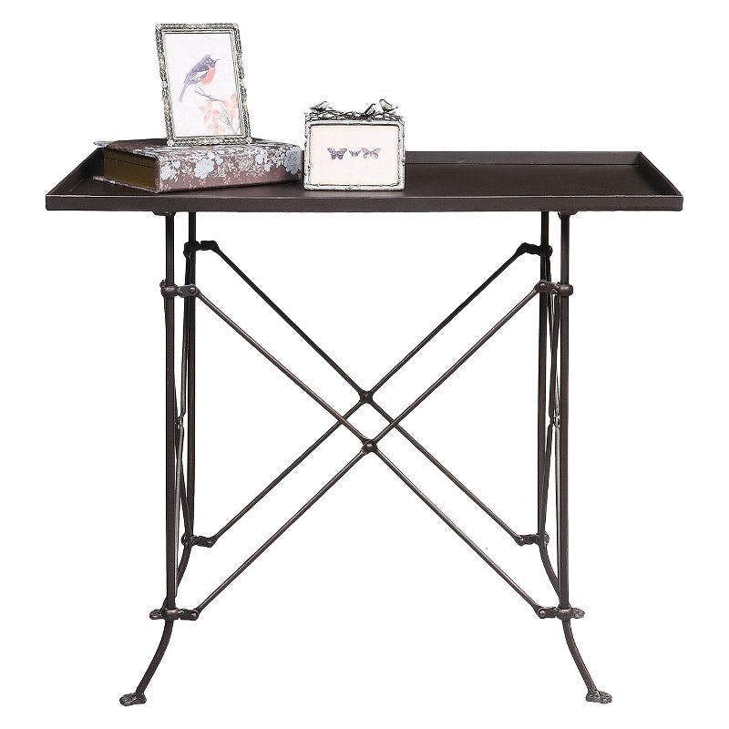 Elegant Bronze-Finish Metal Console Table with Storage Tray, 31.5"
