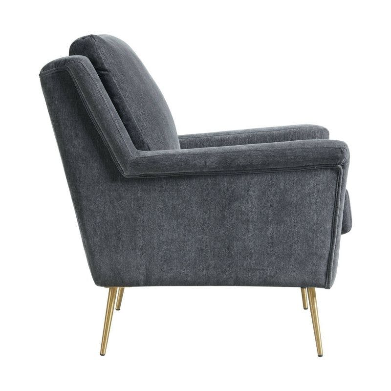 Mid-Century Modern Gray Accent Chair with Gold Legs