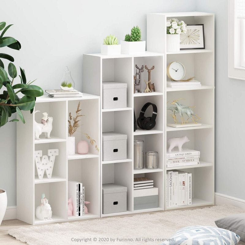Sleek 5-Tier White Engineered Wood Open Shelf Bookcase