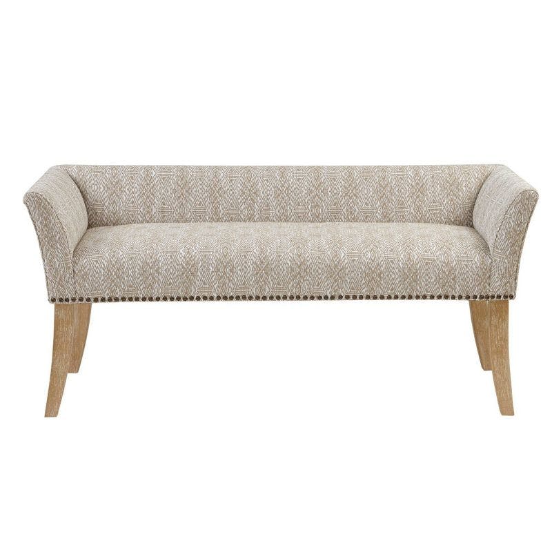 Madera Flared Arms Upholstered Storage Bench in Taupe