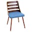 Trevi Mid-Century Walnut & Blue Upholstered Side Chair