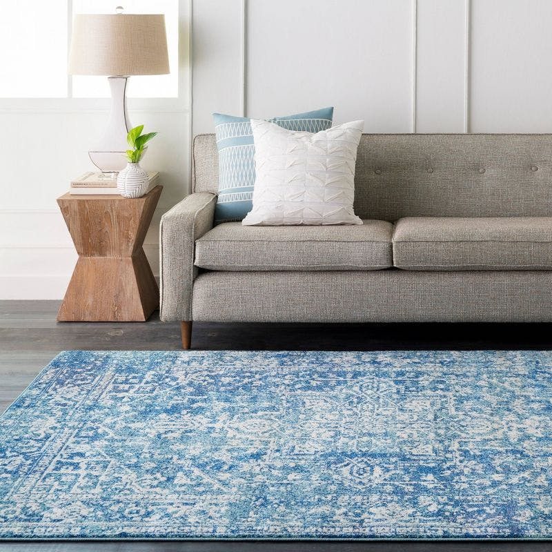 Reversible Teal Medallion 2'x3' Synthetic Area Rug