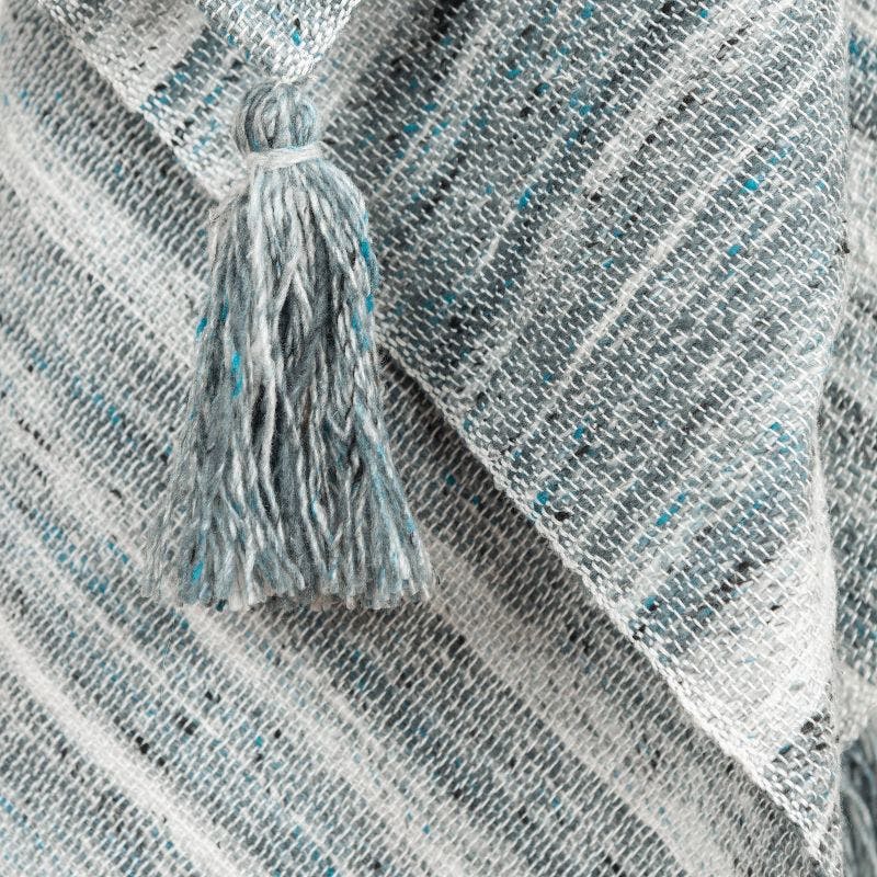 Ivory, Gray, Charcoal, and Blue Striped Recycled PET Throw Blanket