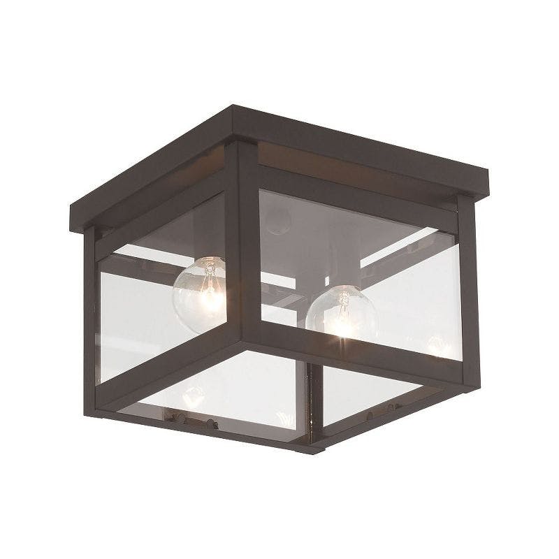 Milford Bronze Finish 2-Light Flush Mount with Clear Glass