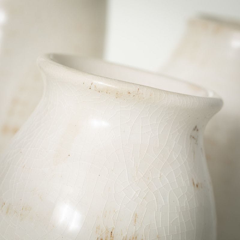 Petite Ceramic Bud Vases Set, Off-White, Modern Farmhouse Design