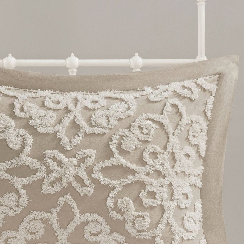 Classic White Cotton Chenille Full Bedspread Set with Medallion Design