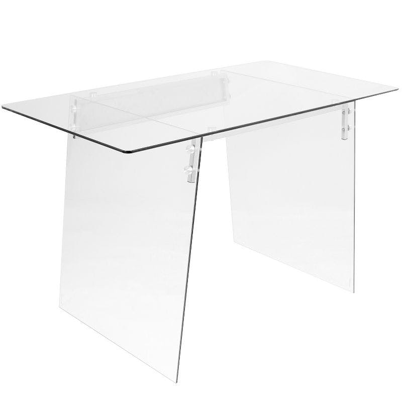 Glacier Contemporary Desk Clear Glass/Chrome - LumiSource