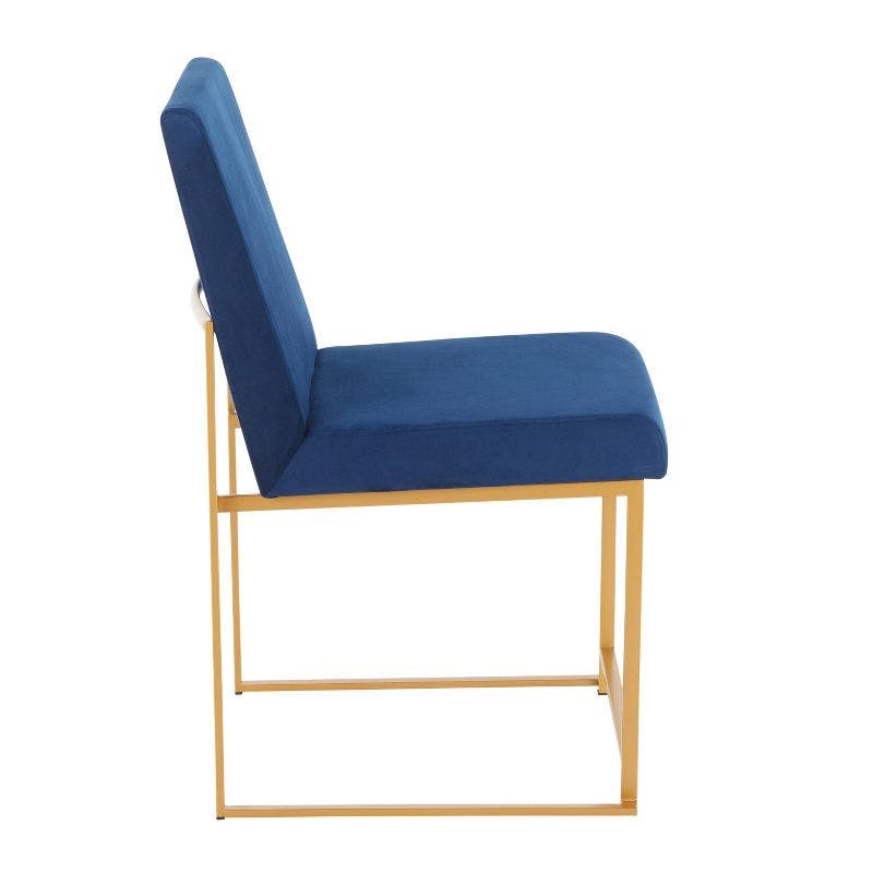 Fuji Luxe Blue Velvet Gold Metal High Back Side Chair