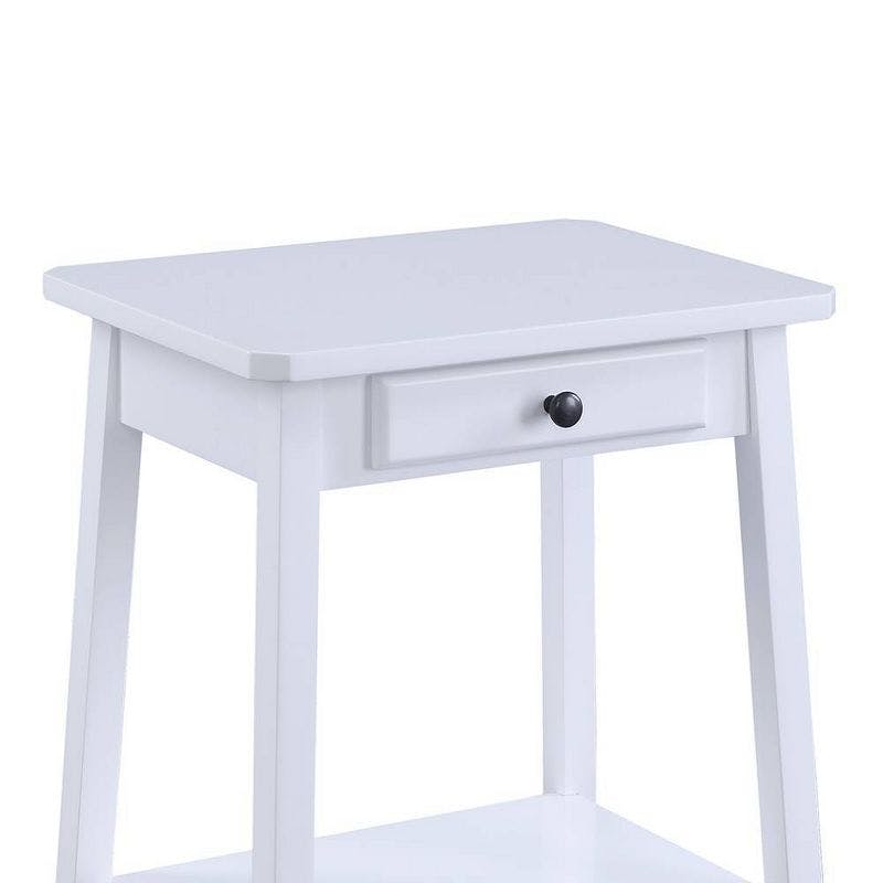 27" Classic White Wood Accent Table with Drawer and Shelf