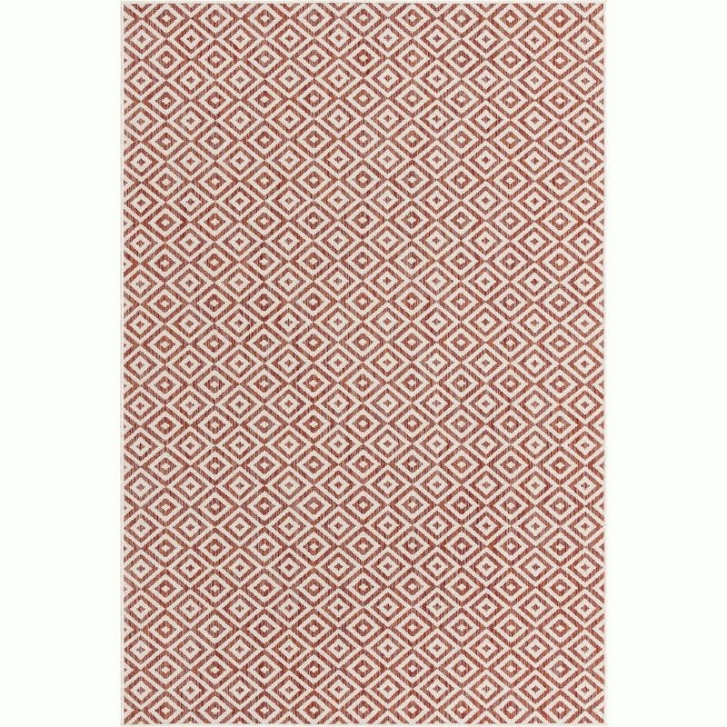 Rustic Red Geometric 6' x 9' Easy-Care Outdoor Area Rug