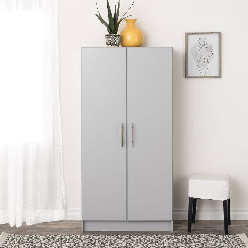 Sophisticated Gray 60" Freestanding Cabinet with Adjustable Shelves